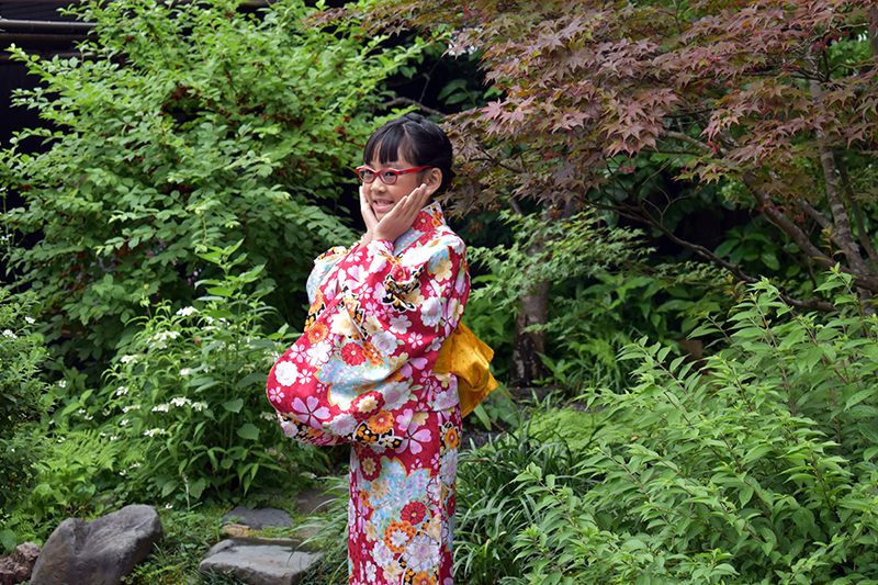 My daughter is wearing Japanese kimono dress